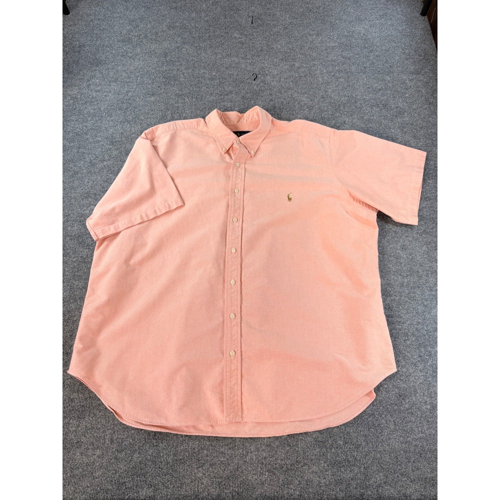 Ralph Lauren Classic Fit Oxford Shirt Mens 2XB Big Salmon Pink Short Sleeve Pony